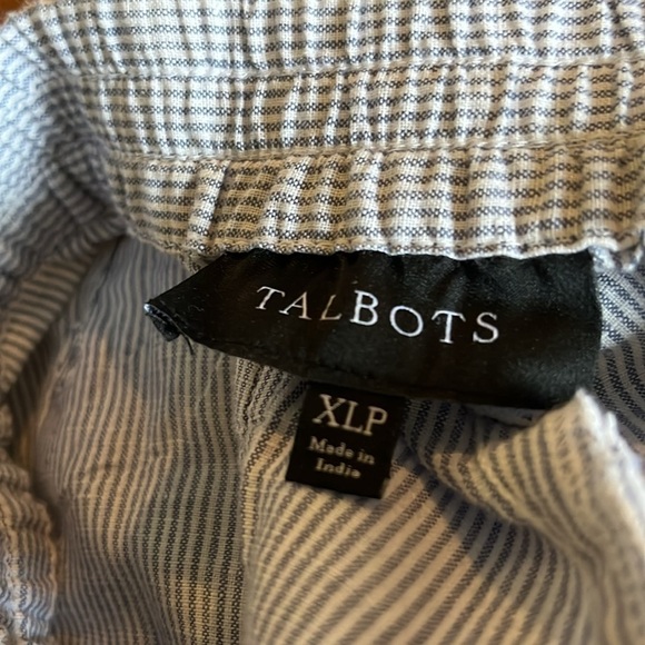 Talbots | Billy Blue & White Stripe Washed Linen Cotton Blend Shorts Size XLP - Picture 6 of 9